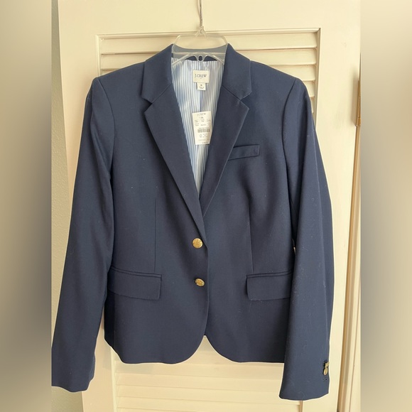 J. Crew Factory Original Schoolboy Navy Blazer with Blue-White Striped Lining - Picture 2 of 4